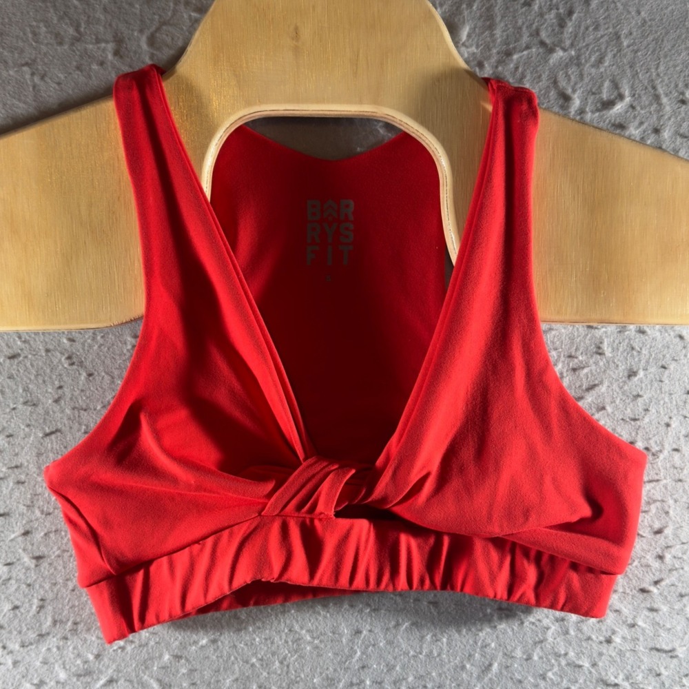 1602 | Barry's Fit Front Twist Racerback Compression Sports Bra Red Womens S